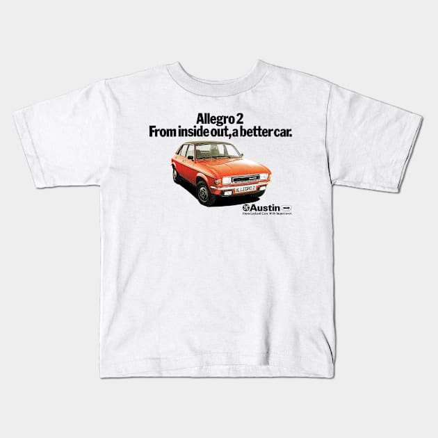 AUSTIN ALLEGRO - advert Kids T-Shirt by Throwback Motors